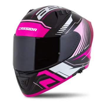 Cassida Aero Drome Zárt Bukósisak Napszemüveggel, Pinlock előkészítéssel + Ajándék Sötétített plexi (Matt Fekete-Rózsaszín)