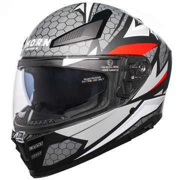 Horn H831 Viper Zárt Bukósisak Beépített Napszemüveggel (Matt Szürke - Fekete - Piros)