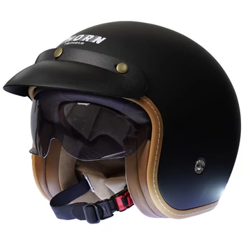 Horn H629 Nyitott Bukósisak Napszemüveggel (Matt fekete)