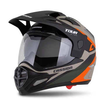 Cassida Tour 2.0 X-tra Cross Bukósisak Felnyitható plexivel és Napszemüveggel, Pinlock előkészítéssel (Matt fekete-Szürke-Narancssárga)