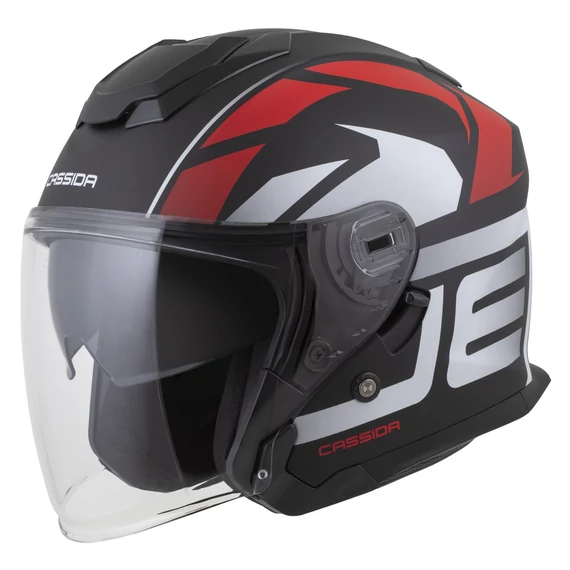 Cassida Jet Tech 2.0 Roto Nyitott Bukósisak Napszemüveggel (Matt Fekete-Piros-Fehér)