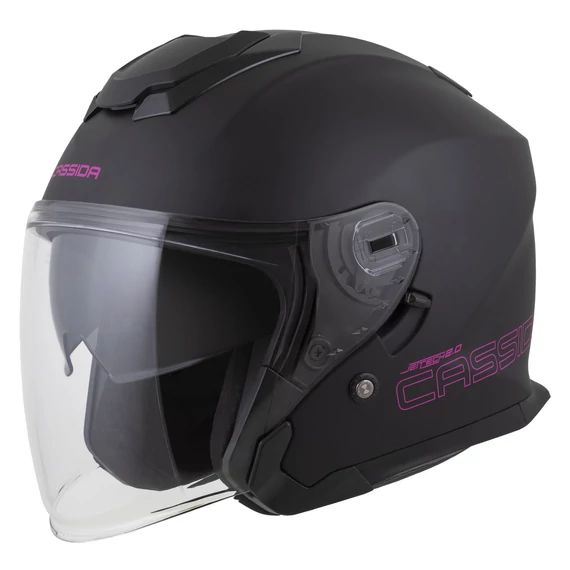 Cassida Jet Tech 2.0 Solid Nyitott Bukósisak Napszemüveggel (Matt Fekete-Rózsaszín)