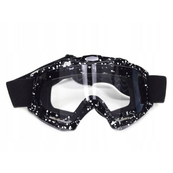FTM-006 Cross szemüveg Átlátszó plexivel (Fekete - Fehér)
