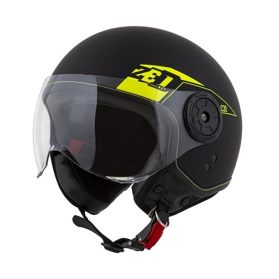 Zed C30 Nyitott Bukósisak (Matt fekete - Fluo sárga)
