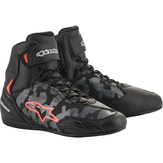 Alpinestars - Faster-3 motoros cipő (Fekete - szürke camo - piros)