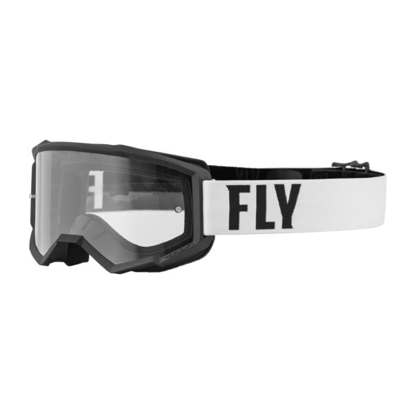 Fly Racing - Focus szemüveg (Fekete - fehér, átlátszó plexi)